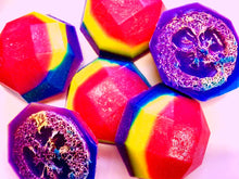 Load image into Gallery viewer, Unicorn Soap - Loofah Soap - Pomegranate Scented - FREE U.S. SHIPPING - Unicorn Party - Fantasy - Exfoliator - Pink, Purple, Yellow, Blue