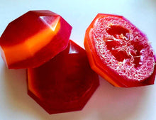 Load image into Gallery viewer, Loofah Soap - Pomegranate Mango Papaya - FREE U.S. SHIPPING - Spa Soap Gift - Friend Gift Exfoliator - Spa - Bath - Exfoliation