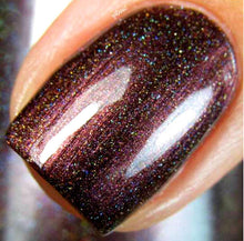 Load image into Gallery viewer, Burgundy Red Linear Holographic Nail Polish - Free U.S. Shipping - &quot;Fire&quot; - Gift for Mom, Sister, Daughter - 0.5 oz Full Sized Bottle