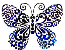 Load image into Gallery viewer, Butterfly Flower Fancy Car Decal - Butterfly Decal - Vinyl Sticker - Water Bottle Decal - Laptop Sticker - Window Decal - 6&quot; x 4.75&quot;