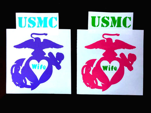 USMC Wife Decal - Marine Mom Decal - Military - Military Spouse Yeti Cup Decal - Car Decal - Water Bottle Decal - Tumbler Sticker