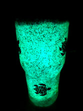Load image into Gallery viewer, Sea Turtle Thermal Glow in the Dark Tumbler - Color Changing Blue to Green - Holographic Glitter Coated Insulated - Ocean - Beach - 30 oz