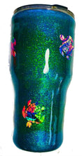 Load image into Gallery viewer, Sea Turtle Thermal Glow in the Dark Tumbler - Color Changing Blue to Green - Holographic Glitter Coated Insulated - Ocean - Beach - 30 oz