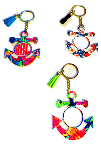 Anchor Personalized Monogram Keychain Key Ring Acrylic Vinyl - Navy Wife, Navy Girlfriend, Navy Mom - 3" - Choose Pattern, Monogram/Color