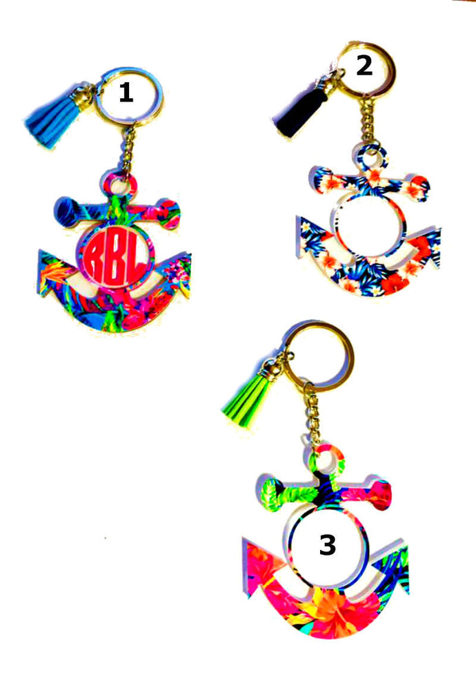 Anchor Personalized Monogram Keychain Key Ring Acrylic Vinyl - Navy Wife, Navy Girlfriend, Navy Mom - 3