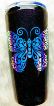 Load image into Gallery viewer, Holographic Glitter Butterfly Tumbler Cup Stainless Steel with Straw - Insulated - Gift for Mom, Woman, Secret Santa - 20 oz - FREE SHIPPING