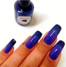 Load image into Gallery viewer, Color Changing Thermal Nail Polish - Ombre Pink to Violet to Dark Blue - Glows Blue - &quot;Rocky Mountains&quot;- Gift for Her - Girlfriend Gift