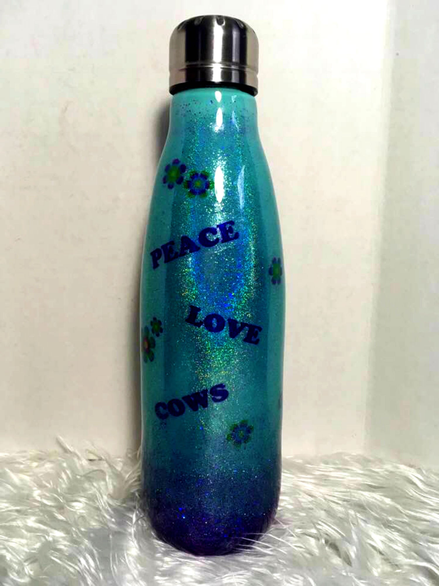 Stainless Steel Water Bottle Sparkly Blue And Purple