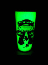 Load image into Gallery viewer, Alien UFO Glow in the Dark Green Tumbler Cup Stainless Steel with Straw - Insulated - Optional UV Flashlight - 20 oz - Teen Gift - Space
