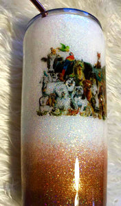 All Things Great and Small Animal Holographic Glitter Tumbler Cup - Vet Gift - Dog, Cat, Goat, Cow, Horse, Farm, Animal Lover Gift - 20 oz