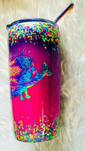 Load image into Gallery viewer, Hedgehog Thermal Glittered Color Changing Thermal Tumbler with Lid and Straw - Purple/Pink/Blue - Holographic Glitter - Insulated - 20 oz