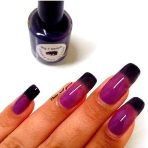 Color Changing Thermal Nail Polish - Ombre Purple/Pink-Red/Blue-Black - Glows Violet - "Black Canyon"- Gift for Her - Girlfriend Gift
