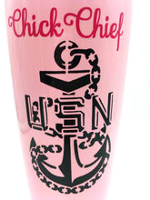Load image into Gallery viewer, Chick Chief CPO Tumbler - Chief Petty Officer - Custom with Your Name, Rank - Navy Ladies, U.S. Navy - Pink, Black - Insulated - 20 oz
