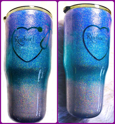 Nurse Ombre Holographic Glitter Name Tumbler / Nurse Coffee Mug / Nurse Travel Mug / Nurse Gift / Doctor Mug / Doctor Gift / 30 oz