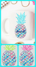 Load image into Gallery viewer, Pineapple Personalized Name Coffee Mug, Tropical Mug, Choose Your Color and Name, Pineapple Gift, Pineapples, Gift for Mom, Coffee Cup