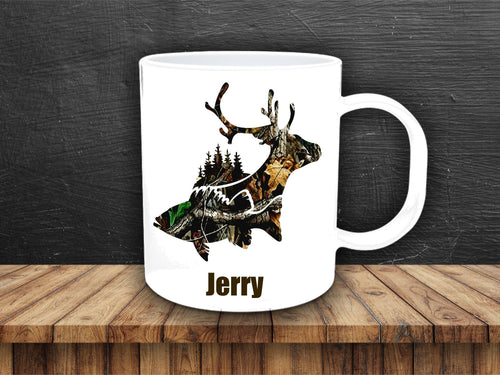 Buck Deer Fish Camo Personalized Coffee Mug - Hunter, Hunting, Fishing, Fathers Day Mug, Personalized Mug, Coffee Mug for Guys, Father's Day