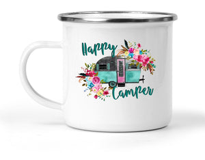 Happy Camper Personalized Mug - Gift for Mom, Grandma - Mother's Day Happy Camper Retro Camping Coffee Mug, Nature and Outdoors