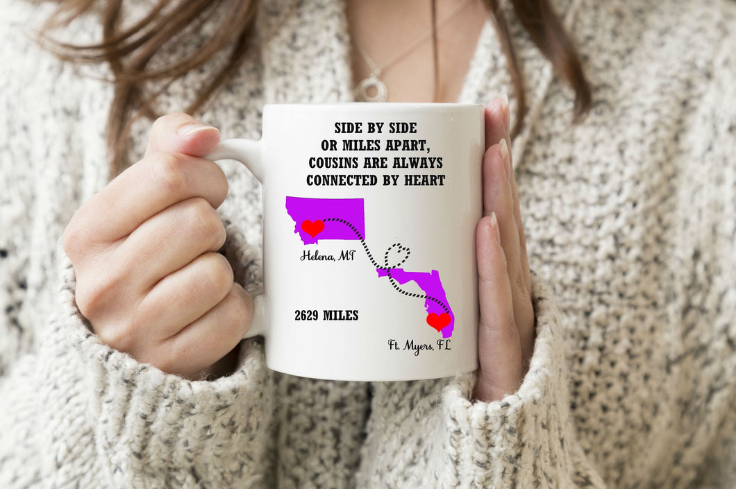State Heart Coffee Mug - Long Distance Mug - Best Friend Gift - Mother's Day Gift - Long Distance Relationship - Cousin Gift - Sister Gift