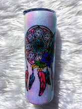 Load image into Gallery viewer, Dream Catcher UV Glitter Tumbler - Boho - Watercolor - Glitter Tumbler - Water Bottle - Color Changing - Insulated - 20 oz - FREE SHIPPING