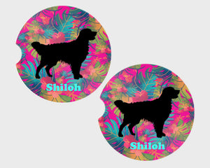 Dog Breed Personalized Car Coasters, Sandstone Car Coasters, 100% Custom, You Choose Breed, Name/Color, Background, Dog Lover Gift, Set of 2