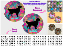 Load image into Gallery viewer, Dog Breed Personalized Car Coasters, Sandstone Car Coasters, 100% Custom, You Choose Breed, Name/Color, Background, Dog Lover Gift, Set of 2