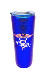 Nurse Tumbler, Personalized, Caduceus Holographic Purple/Blue Glitter Tumbler Gift, Nursing Graduation Gift, Nurse Caduceus Travel Mug