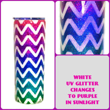 Load image into Gallery viewer, Chevron Ombre Holographic UV Glitter Tumbler - Pink, Purple, Blue, Teal, Green - Stainless Steel, Insulated, 20 oz - Mom Gift, Gift for Her