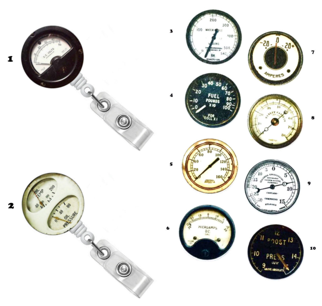 Badge Reel for Men, Name Badge Holder Gift for Him Automotive Gauge Retractable ID Badge Clip, RN Badge Pull, Nursing Student Gift, Nurse