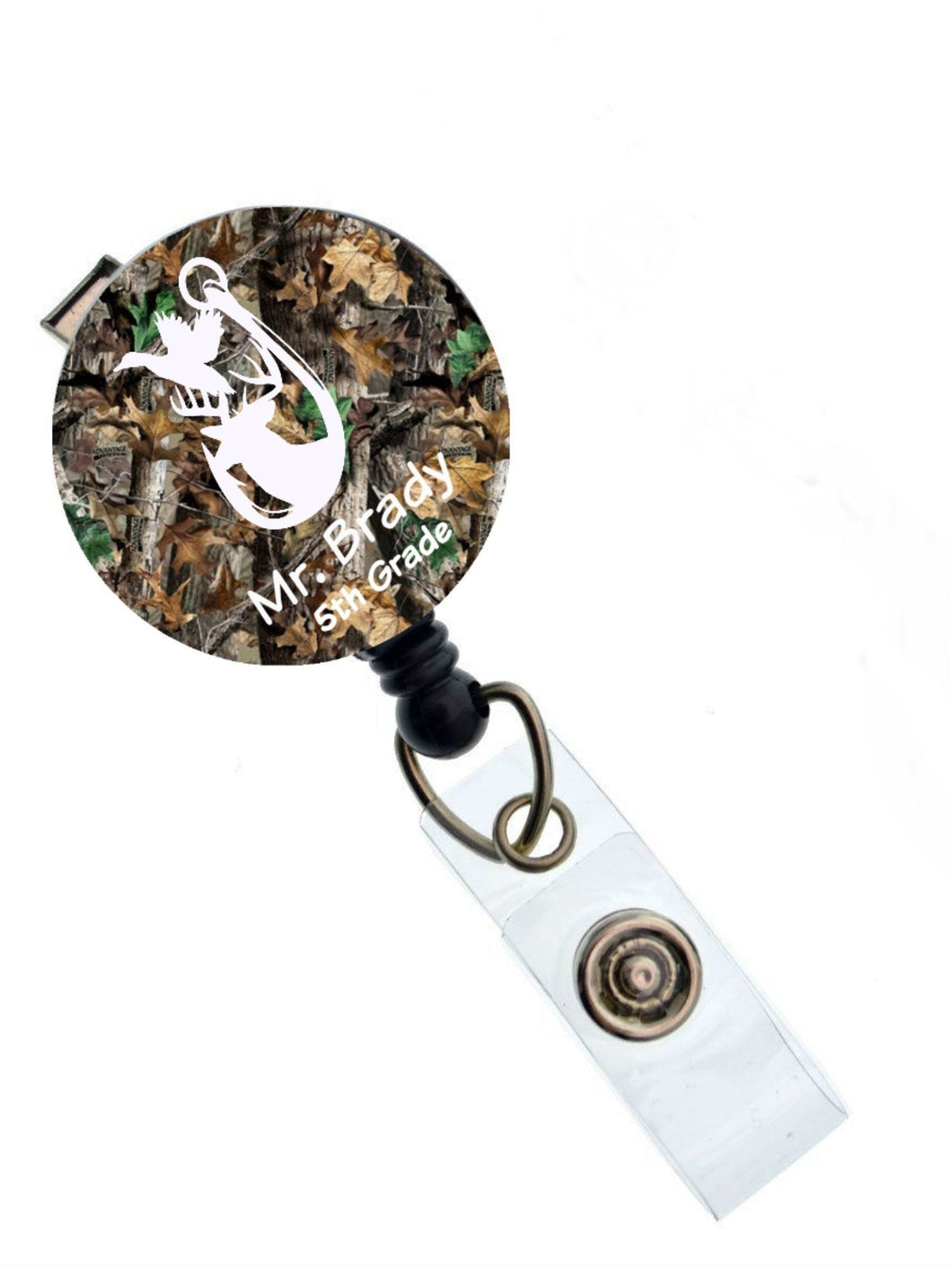 Badge Reel for Man Teacher Nurse, Retractable Camo Duck Hook Buck Deer Teacher ID Badge Reel, badge holder, ID badge holder, id badge clip