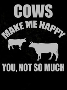 Cow Cows Make Me Happy Vinyl Decal Sticker, Custom, Window, Laptop, Tumbler, Water Bottle, Bumper - Farm, Ranch - Choose Size and Color
