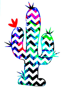 Cactus Chevron Monogram Personalized Decal Sticker - Cacti, Succulent - Choose Size, Pattern, Style - Water Bottle, Laptop, Tumbler, Window