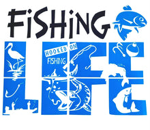 Load image into Gallery viewer, Fishing Life Camper Vinyl Decal Sticker, Fisherman, Custom Car Window, Laptop, Tumbler, Bumper - Choose Size and Colors - Gift for Dad