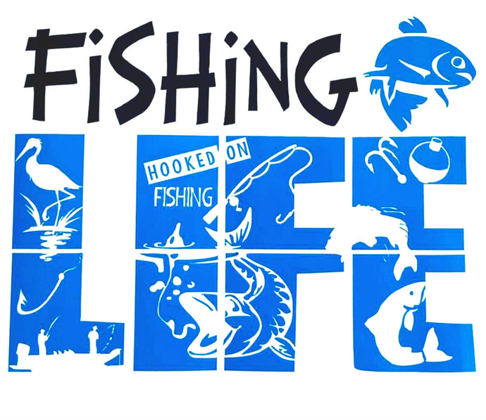 Fishing Life Camper Vinyl Decal Sticker, Fisherman, Custom Car Window, Laptop, Tumbler, Bumper - Choose Size and Colors - Gift for Dad