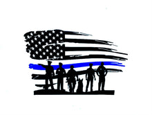 Load image into Gallery viewer, Thin blue line flag decal, police flag, police, deputy, blue lives matter, law enforcement, police sticker deputy wife police officer gift