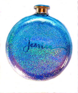 Personalized Glitter Flask - Stainless Steel, Flask for Women, Flask for Men, Woodgrain Flask, Bridesmaid Gift, Birthday, Wedding Favor