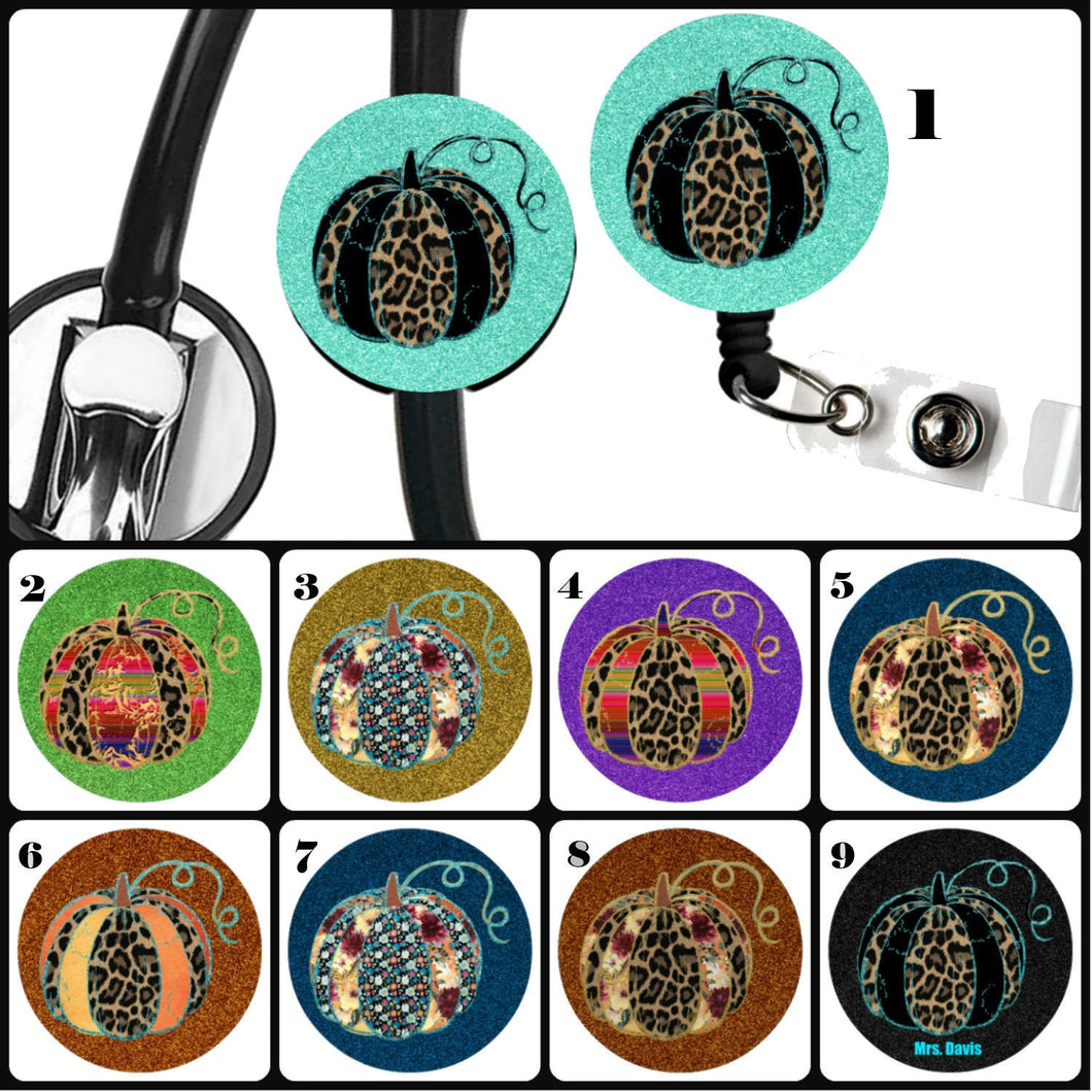 Back to School Pumpkin Teacher Badge Reel, Fall Stethoscope Badge Reel ID Tag Pumpkin, Nurse Stethoscope Tag, Nursing Student Gift, Autumn