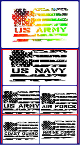Distressed Flag Military Decal, Military Sticker, Navy, Air Force, Marines, Coast Guard, Army, Military Spouse, Military Wife, American Flag