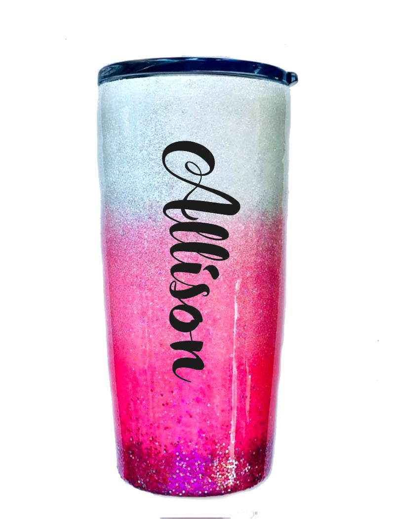 Pink Ombre Holographic Glitter Tumbler Personalized, You Choose Name/Monogram, Vinyl Color, Custom Tumbler, Gift for Mom, Custom Gift, 20 oz