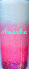 Load image into Gallery viewer, Pink Ombre Holographic Glitter Tumbler Personalized, You Choose Name/Monogram, Vinyl Color, Custom Tumbler, Gift for Mom, Custom Gift, 20 oz