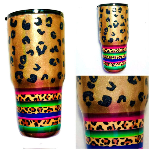 Serape Tumbler, Leopard Tumbler, Glitter Tumbler, Serape Leopard Tumbler, Custom Glitter Tumbler, Glitter Tumbler Cup, Custom Tumbler, 30 oz