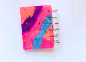 Cactus Glitter Notebook Cover, Handmade Notebook, Glitter Notebook, Cactus, Cacti, Succulent, Epoxy Notebook, Notebook Cover, Choose Size