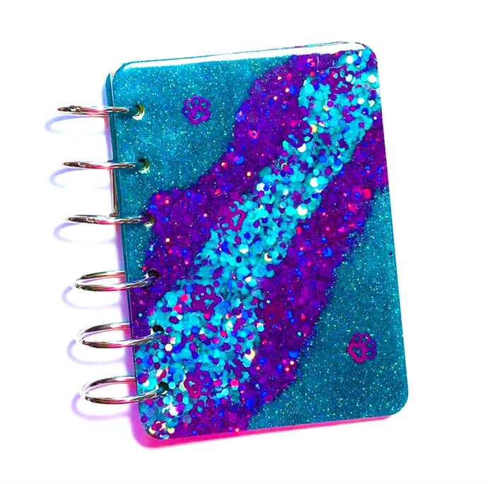Paw Print Glitter Notebook, Handmade Notebook, Glitter Notebook, Dog, Cat, Animal Lover, Notebook Cover, Vet Gift, Vet Tech, Epoxy Notebook