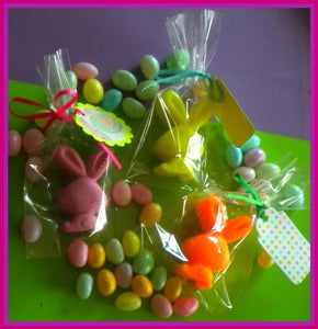 Easter Basket Filler - Soap - Easter Bunny - Rabbit - Set of 3 - Free U.S. Shipping - Pink, Yellow, Orange - Soap for Girls - Easter Soap