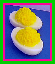 Load image into Gallery viewer, Egg Soap - Deviled Eggs - Set of 2 - Easter Basket Filler - Eggs - Free U.S. Shipping - Gag Gift - Prank - Cucumber Melon Scented