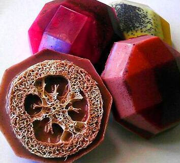 Soap - Exfoliating Loofah Soaps - Gift Set of 4 Soaps - FREE U.S. SHIPPING - Gift for Woman, Mom, Sister