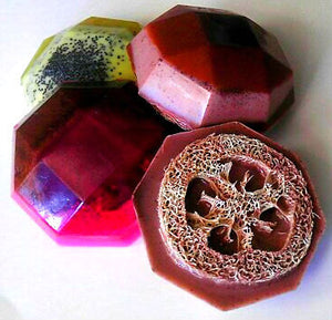 Soap - Exfoliating Loofah Soaps - Gift Set of 4 Soaps - FREE U.S. SHIPPING - Gift for Woman, Mom, Sister