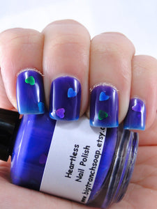 Nail Polish - Thermal Nail Polish - Color Changing Nail Polish - FREE U.S. SHIPPING - "Heartless" - Blue to Purple