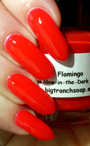 Glow-in-the-Dark Fluorescent Pink Nail Polish - FLAMINGO - FREE U.S. SHIPPING - Custom Nail Lacquer - Full Size Bottle