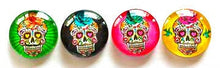 Load image into Gallery viewer, Magnets - Sugar Skulls - Day of the Dead - Skull - Set of 4 - Free U.S. Shipping - 1 Inch Domed Glass Circles