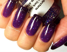 Load image into Gallery viewer, Color Changing Nail Polish - Purple to Black - &quot;Thunderstorm&quot; - Thermal - FREE U.S. SHIPPING - Holographic - Full Size Bottle